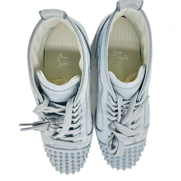 Christian Louboutin Lou Spikes Orlato Suede High-top Sneakers Paseo Blue US 11 - Picture 12 of 15